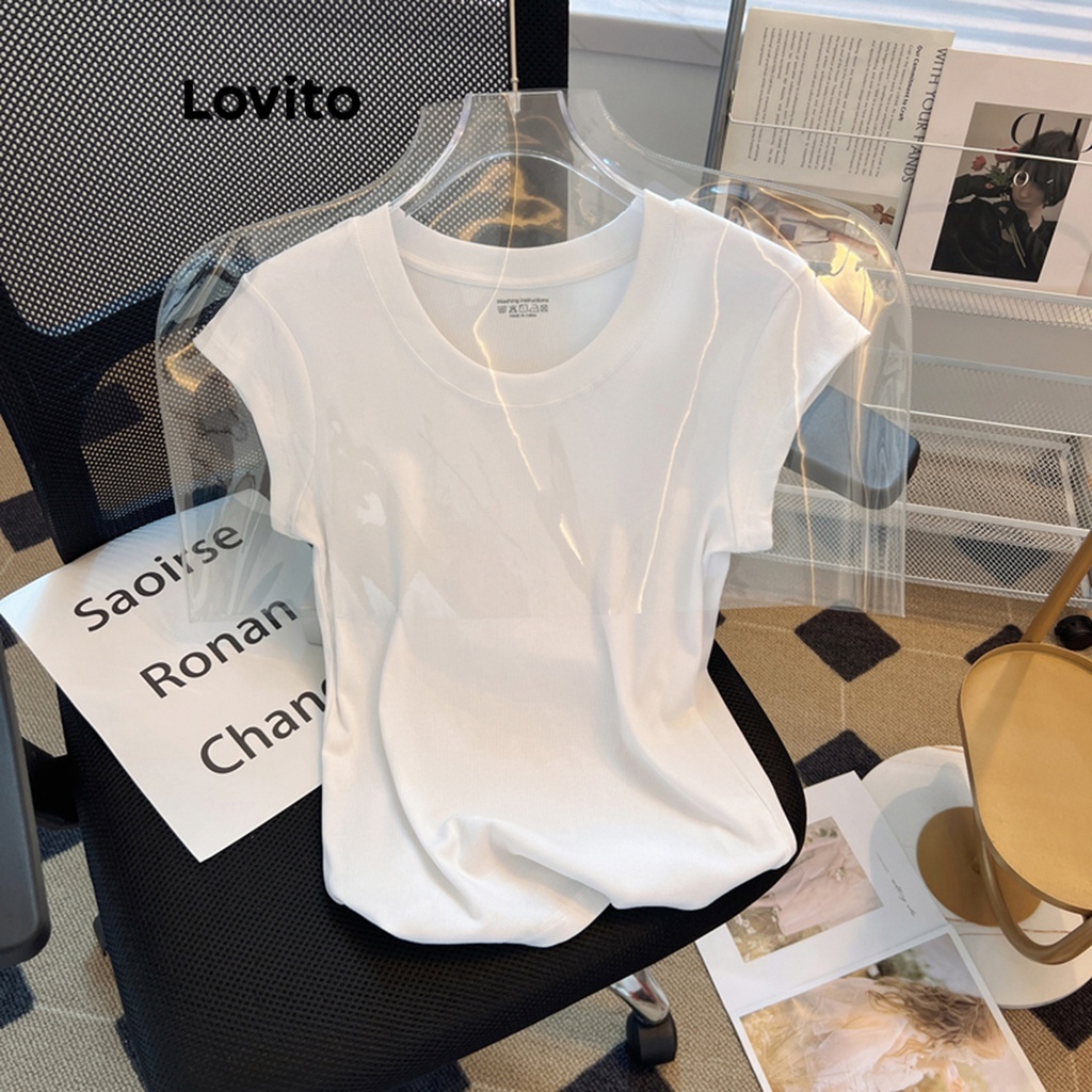 Lovito Casual Plain Basic T-Shirt for Women LNE37151 (Multi-color)