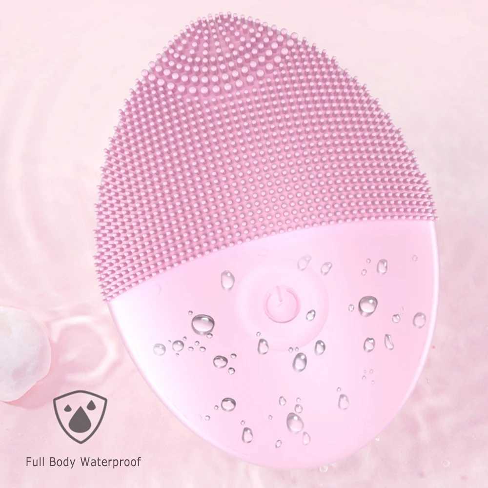Cleansing Tools Electric facial cleaning brush silicone ultrasonic vibration facial cleaning machine deep hole blackhead cleaning tool y240720