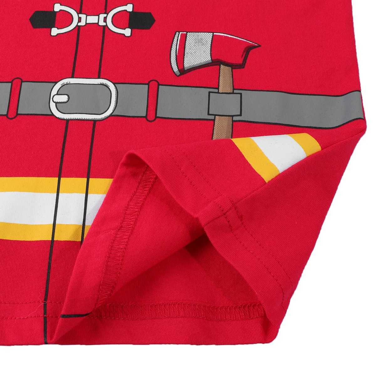 Boys summer pajamas set childrens firefighter role-playing pajamas babys short sleeved pajamas cotton pajamas with firefighter toysW240716