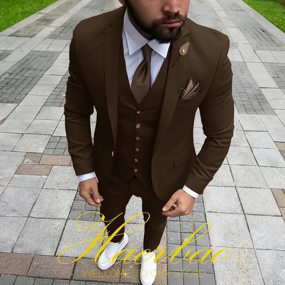 Suit for Mens Business Formal ThreePiece Jacket Vest Pants Wedding Groom Tuxedo Slim Fit Blazer 240713