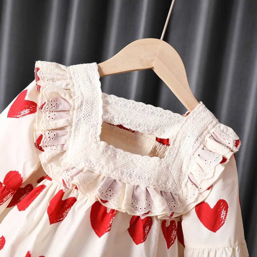 Girls sleepwear long sleeved cotton princess casual full match girls sleepwear Japanese style heart-shaped princess cute and sweetW240716