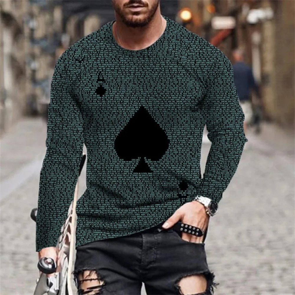 Route 66 Letter 3D Printed Tshirt Coat Tshirts Mens Clothing Retro Motorcycle Tee Playing Card Long Sleeve 240715