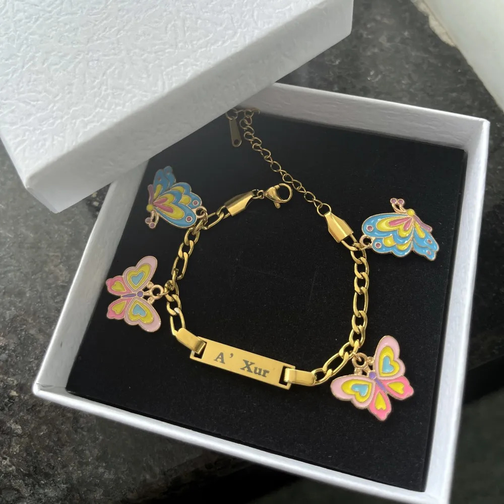 DUOYING Custom Baby Name Bracelet With Butterfly Pendant Enamel Colorful Charms Bangles For Girls Jewelry Gift 240719