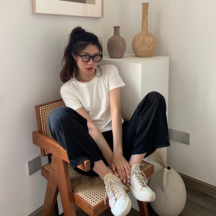Candy colored round neck short sleeved T-shirt for summer wear Korean loose fitting women's clothing