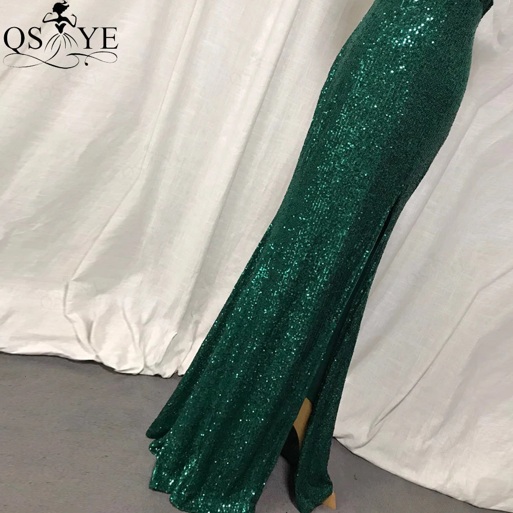 Emerald Green Evening Dresses Spaghetti Shoulder Straps Sexy V Prom Gown Sequin Long Party Dress Ruched V Neck Women Formal Gown 240709