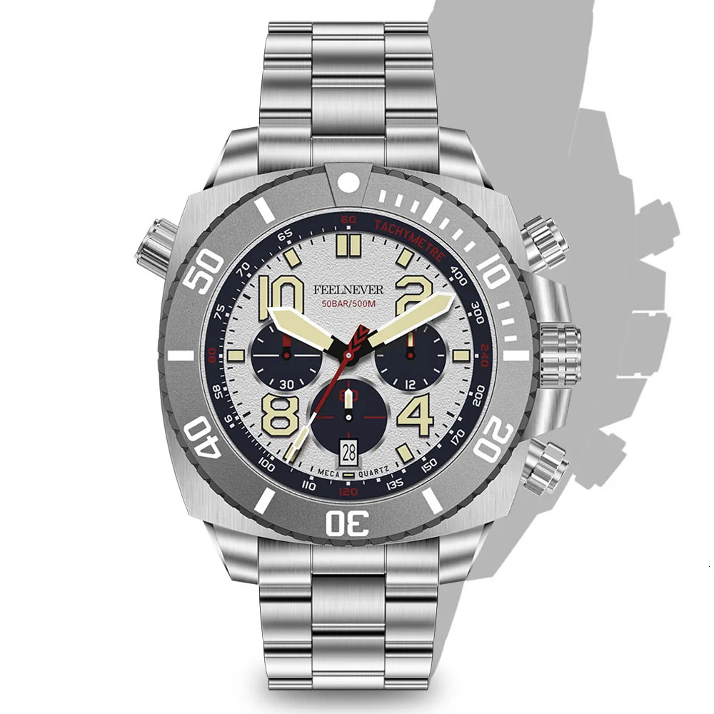 FeelNever Sport Automatic Mechanical Watch Stainless Steel Sapphire Crystal Watches Men Dive 500M Waterproof Clocks Reloj Hombre 240716