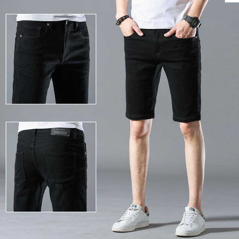 Summer Men's Trendy K-style Classy Casual All-Matching Denim Shorts Silm Stretch Capri Pants White