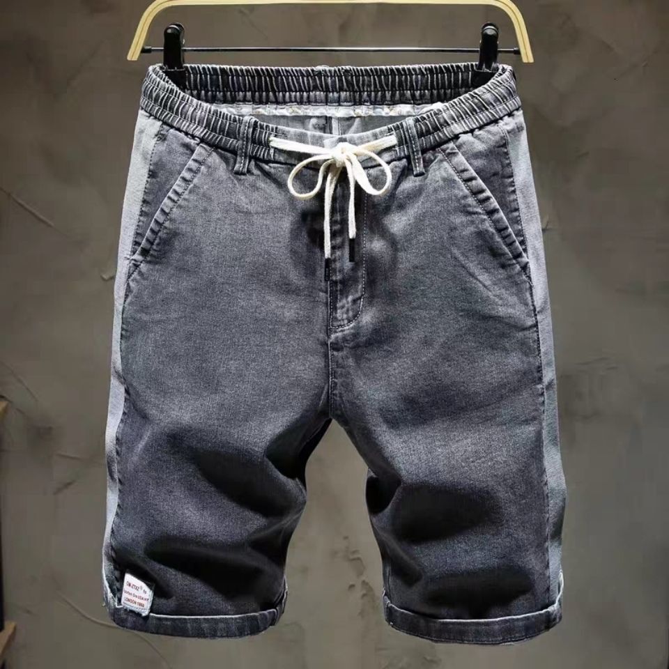 Men's Denim Shorts 2023 Summer Elastic Waist Korean Loose Thin Stretch New Fashion Jeans