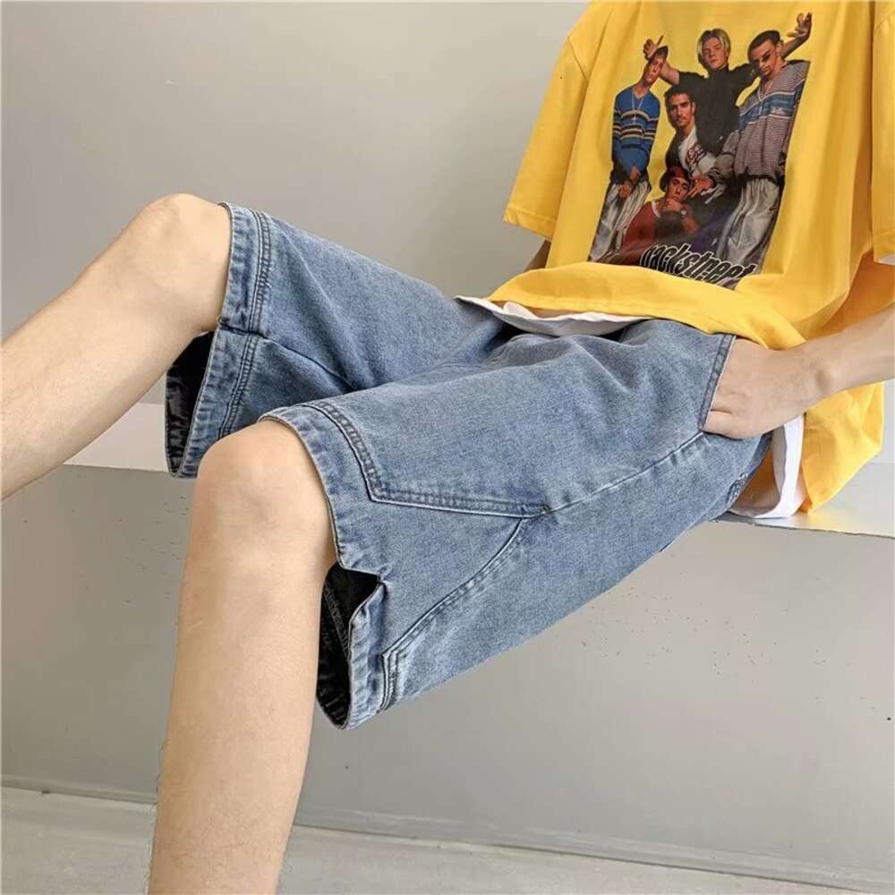 Workwear denim shorts men's summer 2021 new five quarter trendy brand ins trend loose thin mid length pants