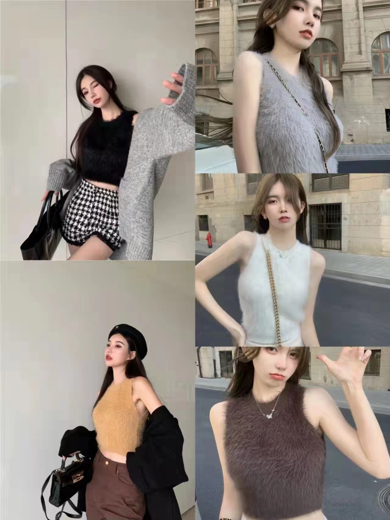Sleeveless spicy girl wearing gray vest on the outside and inside, women's summer short style suspender sexy plush bottom shirt top
