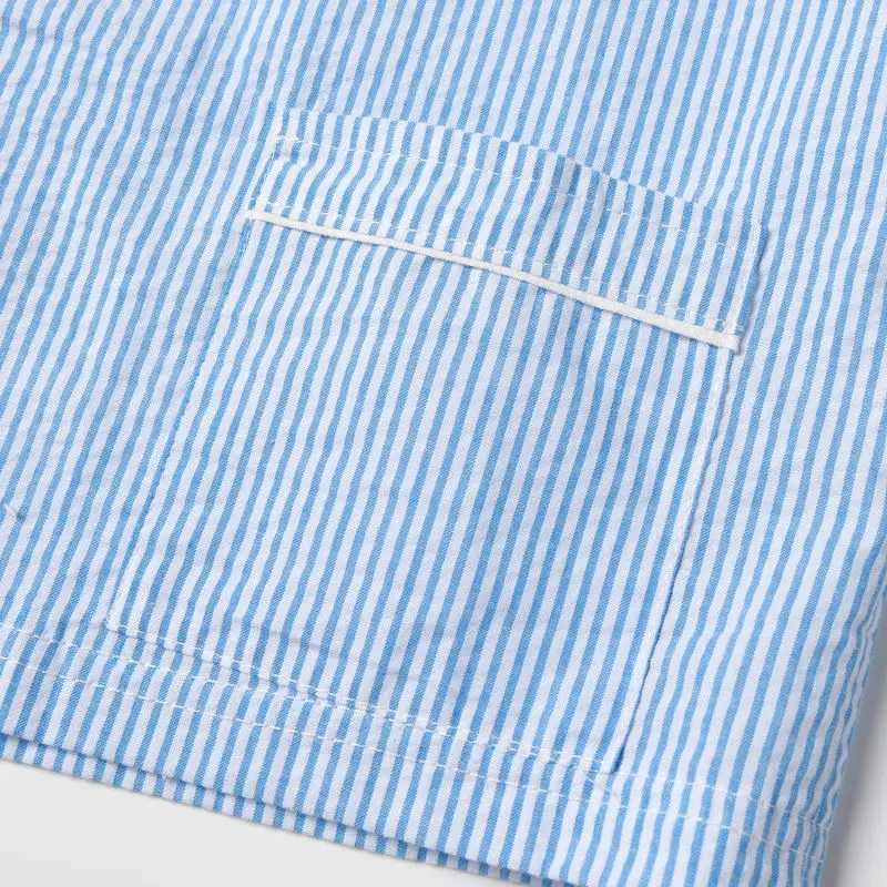 Clibeso Boys Seersucker Sleepwear Set Summer 2-piece Baby Boys Short sleeved Cotton Sleepwear Childrens SleepwearW240716