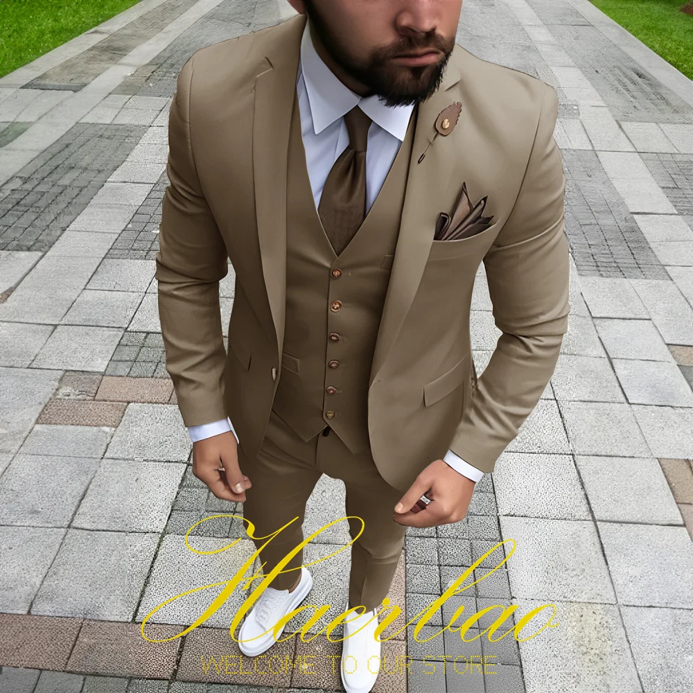 Suit for Mens Business Formal ThreePiece Jacket Vest Pants Wedding Groom Tuxedo Slim Fit Blazer 240713