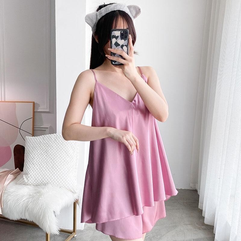Ice Silk Sling Pamas Women Plus Size 1.0-150kg Fat mm Summer Thin Sexy Halter Loungewear Two-Piece Suit