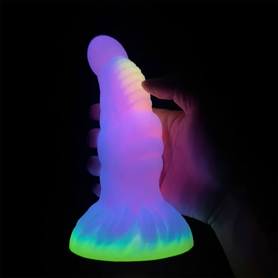 Luminous Anal Plug Animals Dildos For Women Men Butt With Suction Cup Silicone Beautiful Sex Toys 240711