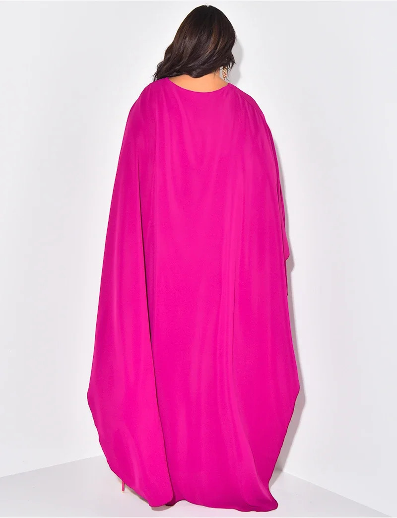 Autumn Fashion Satin Party Dress Robe Abaya Muslim Women Elegant Solid Round Neck Bat Sleeves Loose Maxi Dress Women 240715