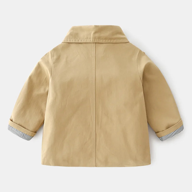 Spring Autumn 2 3 4 5 6 8 10 12 Years Handsome Windbreaker Classic Khaki Outerwear Double-breasted Trench Coat For Kids Boy 240711