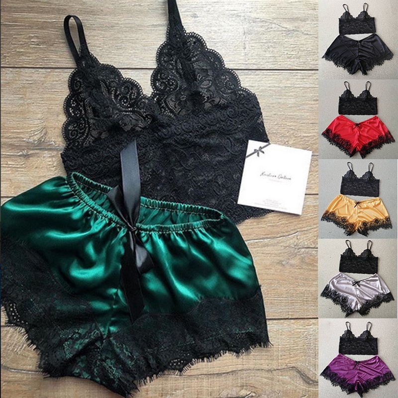 Sexy Fun Set Black Lace Sling Multicolor Pama Shorts Women