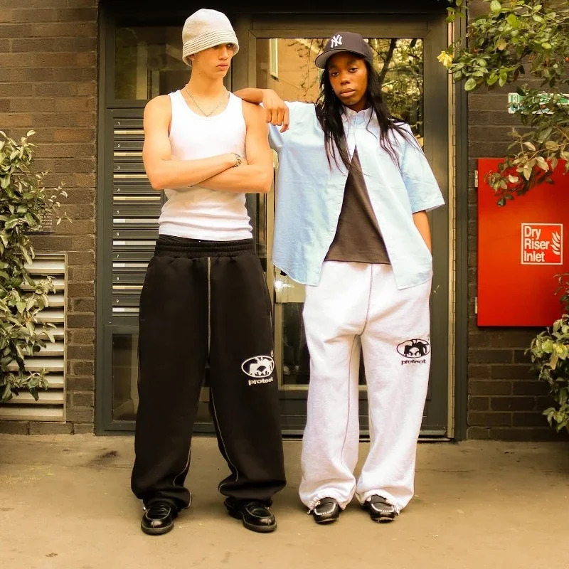 PROTECT Streetwear Sweatpants Men Women Y2K Harajuku Embroidery Baggy Casual Pants Hip Hop Jogging Pants Cotton Sport Trousers 240716