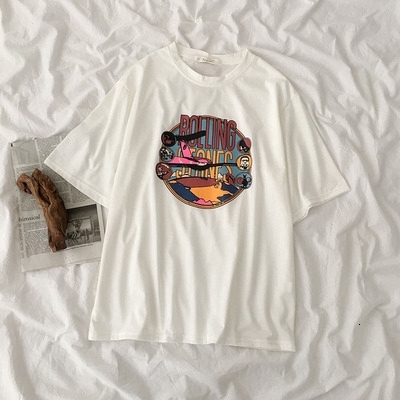 Women's Korean Style Oversize Short-sleeved Loose Printed T-shirt Half-sleeved Bottoming Shirt