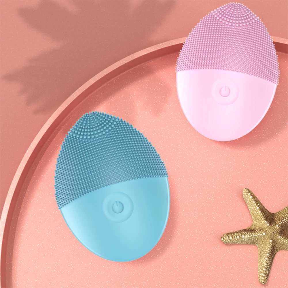 Cleansing Tools Electric facial cleaning brush silicone ultrasonic vibration facial cleaning machine deep hole blackhead cleaning tool y240720