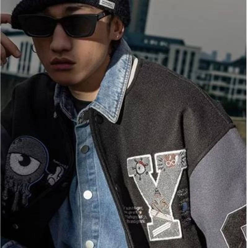 American Retro Baseball Uniform Jacket Men And Women Street Flocking Embroidery Casual Couple Jacket Vintage y2k Clothes 240717