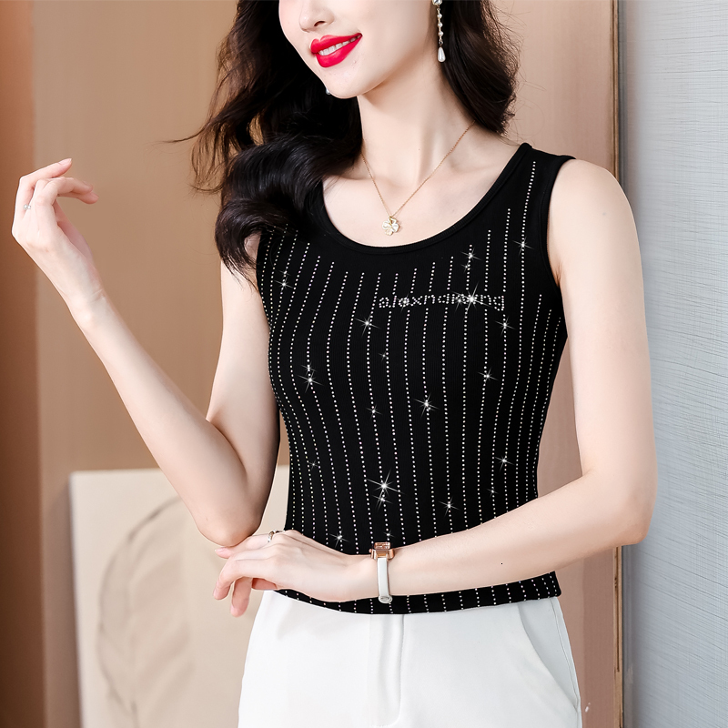 Women's black high elastic camisole vest for women's inner wear, Spring and Autumn 2024 new style suit base, sleeveless outer top, summer