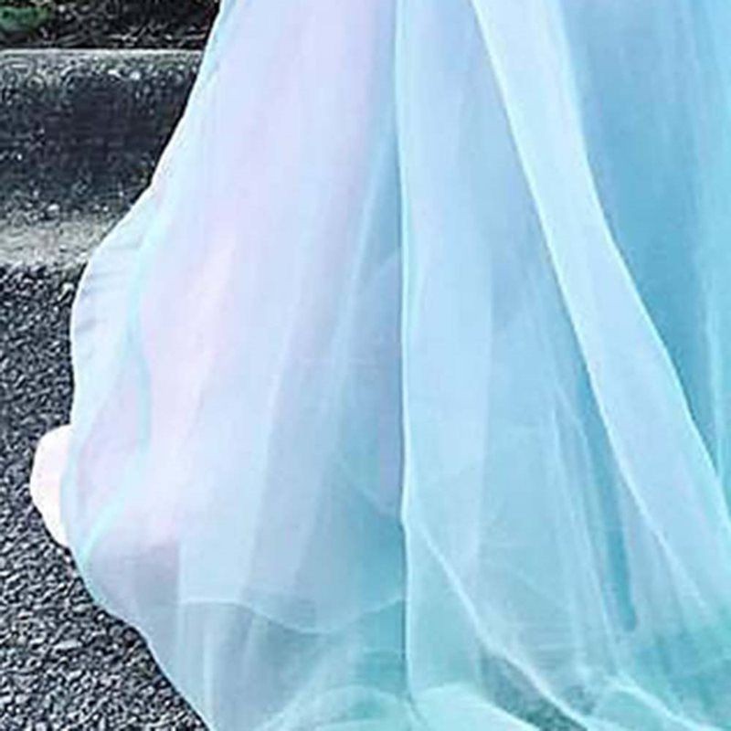 Women's Big Swing Waist Gradient Dress Sexy Deep V-Dress Long Dress