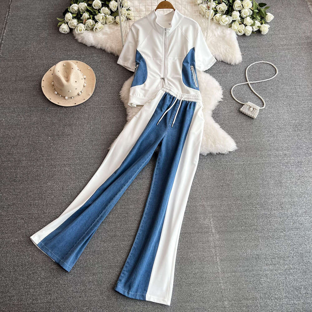 Undefined Zip Up Two Piece Set Women New Product Gentle Wind Washable High Elasticity French Non-ironing Ventilation Solid Fashion Temperament Sexy Lo