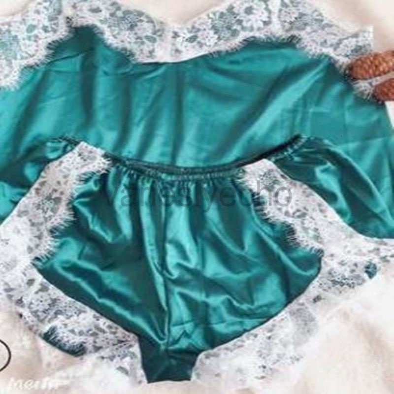4XL Sexy Pama Set for Women Lace Cami and Shorts Two Piece Satin Lingeri Plus Size