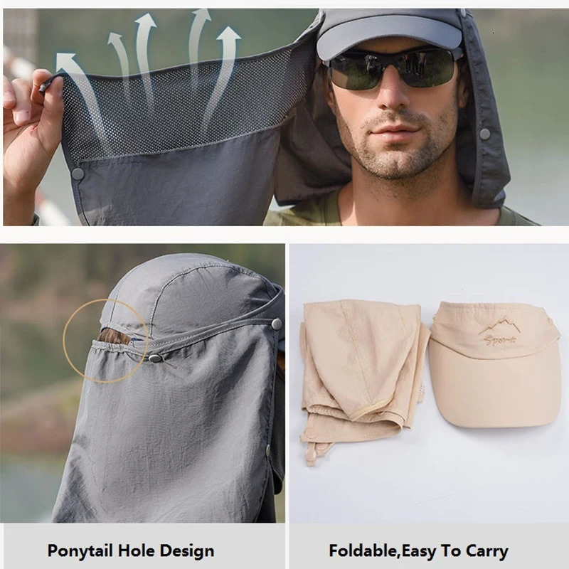 Multifunctional Baseball Caps For Women Men Summer Quick Drying Sun Hat With Neck Flap Outdoor Bucket Hat For Hiking Fishing 240713