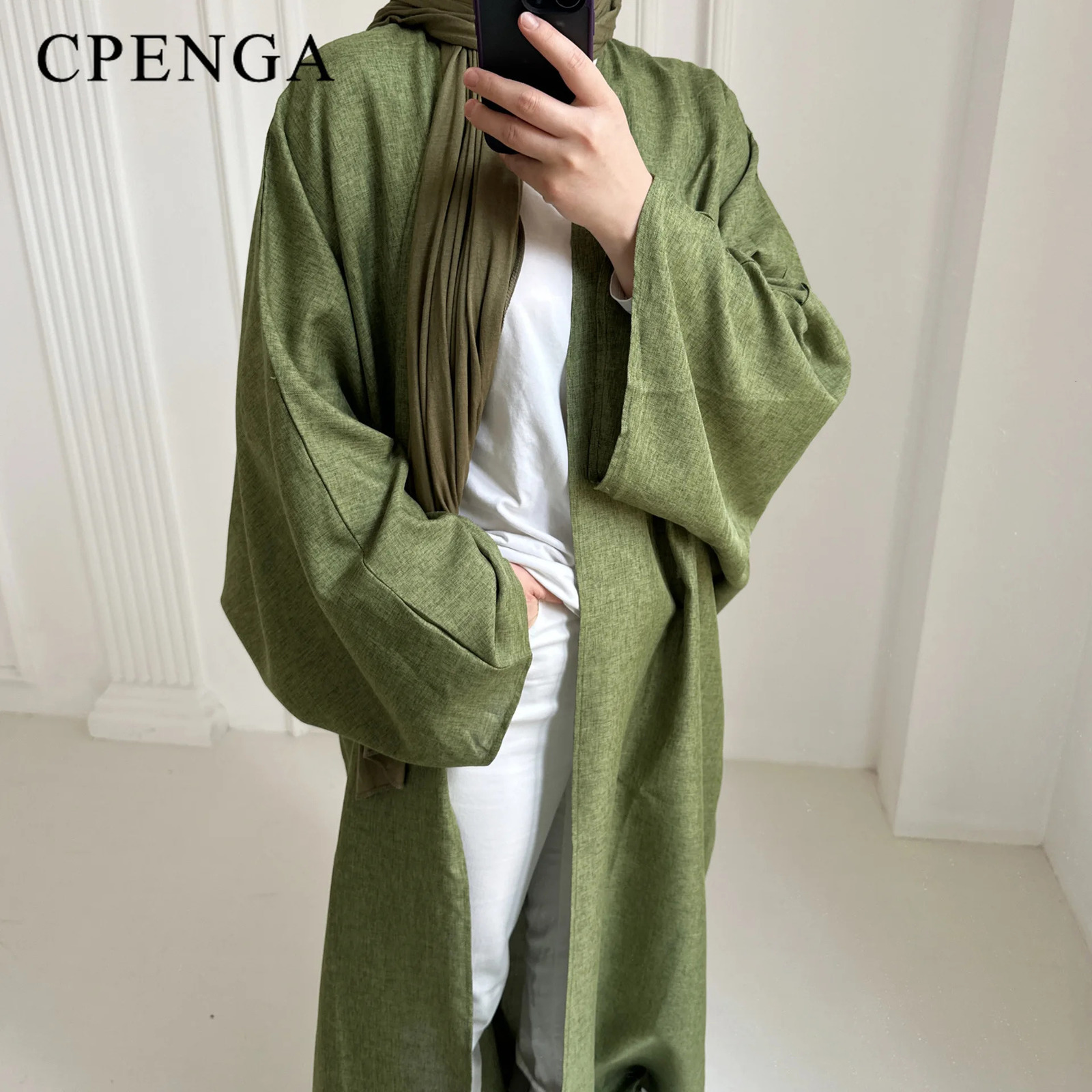 Eid Ramadan Open Abaya for Women Plain Dubai Causal Cotton Linen Modest Abayas Kimono Turkey Muslim Coat Islamic Clothing Robe 240712