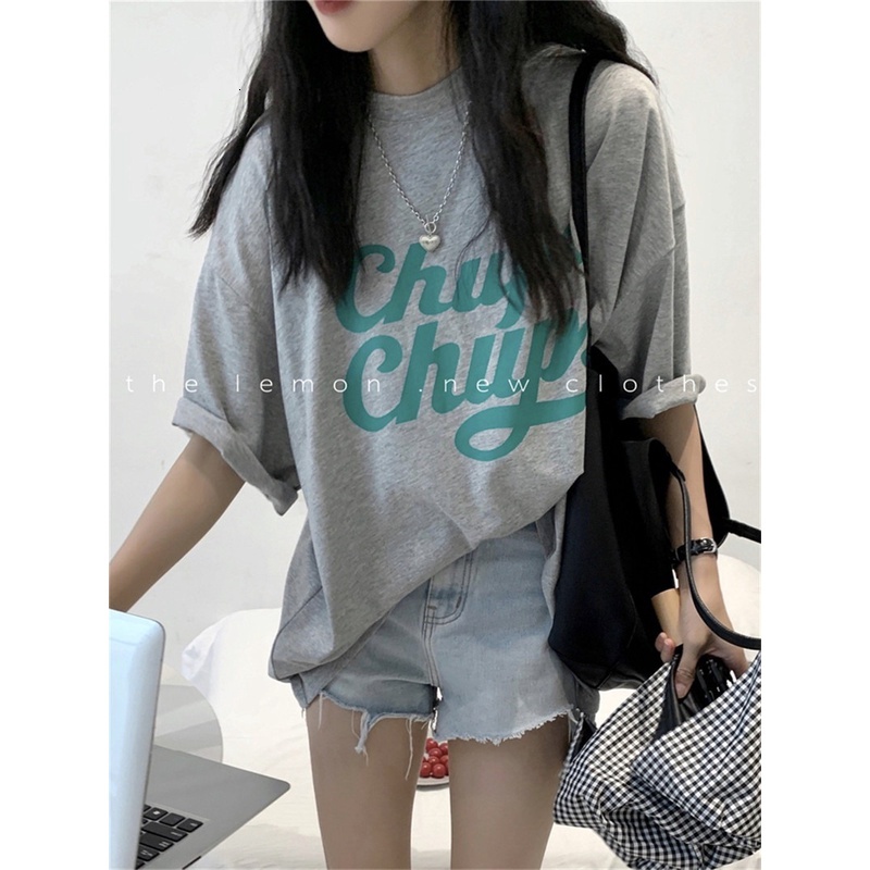 Summer Ins Fashion Letter Printing Loose Medium Length Top Large Short Sleeve T-shirt Women's New Style