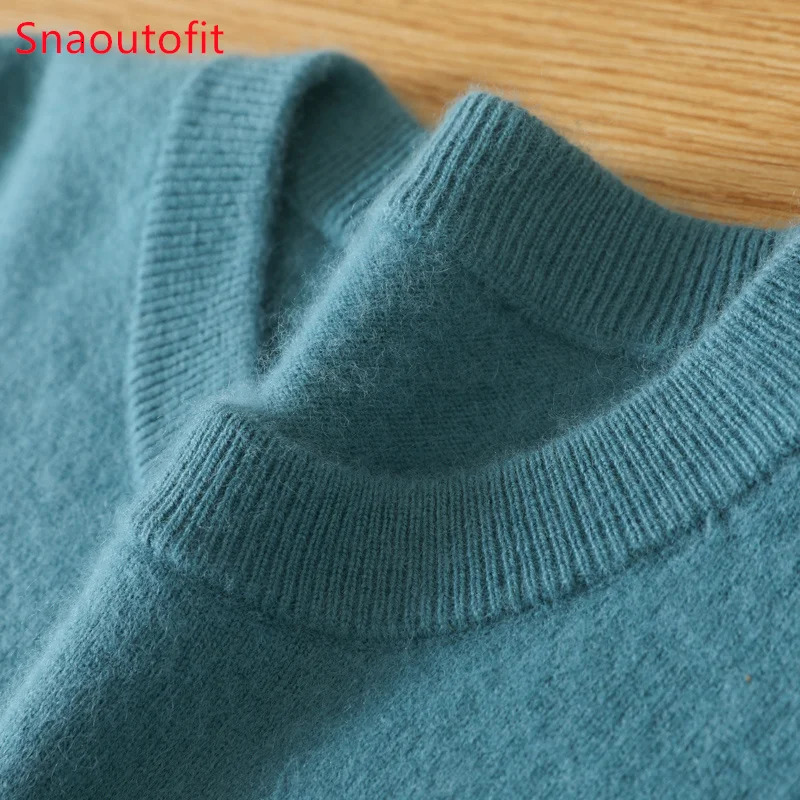 Mens Pure Mink Cashmere Sweater Oneck Pullovers Knit Autumn And Winter Long Sleeve Highend Jumpers Tops