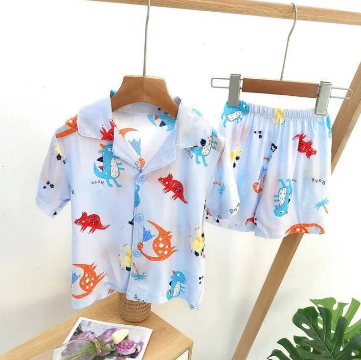 Spring and Autumn Baby Boys and Girls Pajama Set 18M-8yrs Childrens Pajama Lounge Clothing Cotton Girls Evening DressW240716