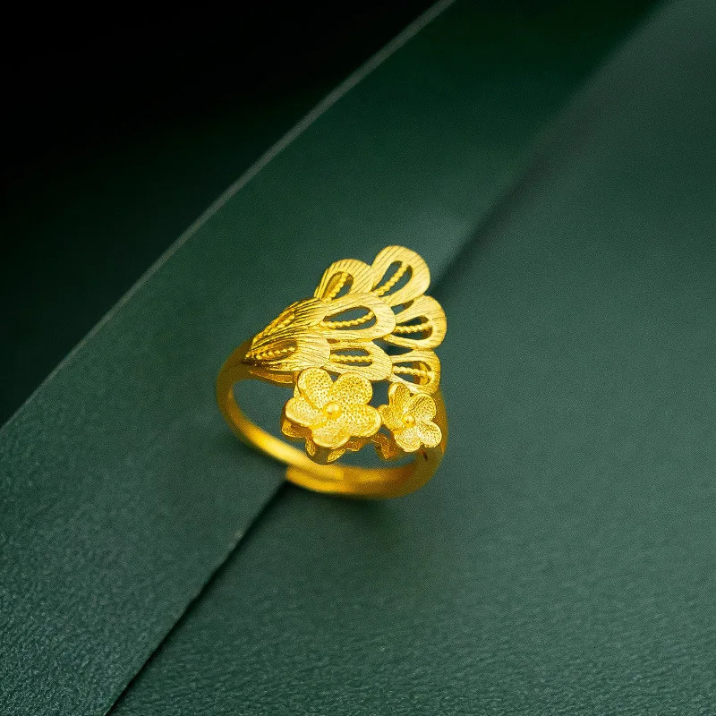 Original 18k Womens Gold Ring Anillos Mujer Never Fade 18k Pure Gold Jewelry Wedding Anniversary Adjustable Ring Gift 240805