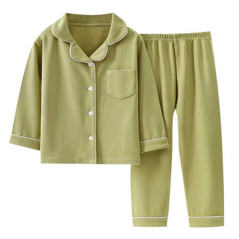 2023 Autumn Winter Childrens Pajama Set Solid Color Childrens Pajamas 1-16 Year Old Youth Pajamas Boys and Girls Lounge Baby ClothingW240716