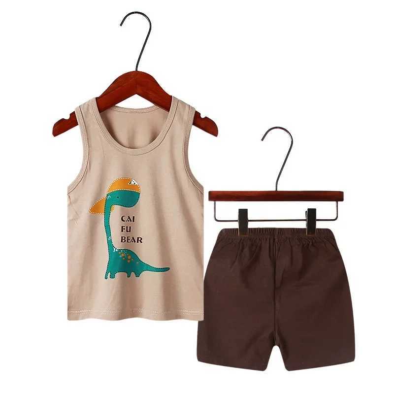 2022 Summer New Childrens Pajama Set Baby Girls Boys Cartoon Sleeveless Tank Top and Shorts Youth Pajamas 2 4 6 8 9 10 12W240716