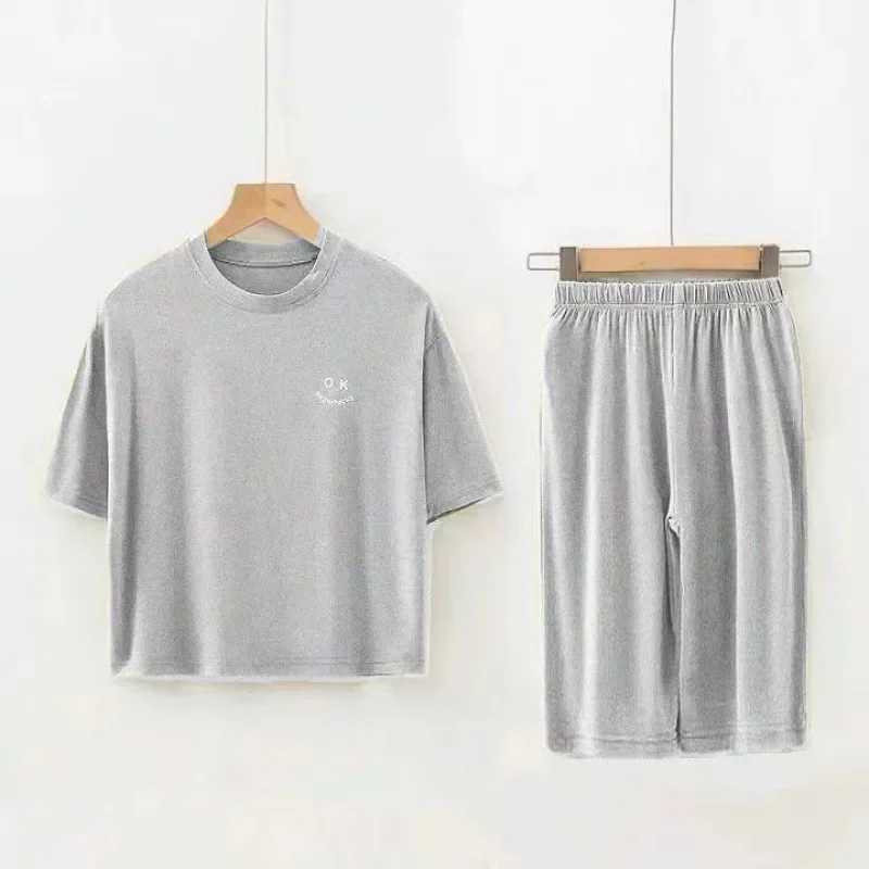 2023 Summer Childrens Pajamas Thin Style Boys and Girls Short Sleeve Half Pants Family Clothing Baby Air Conditioning SetW240716