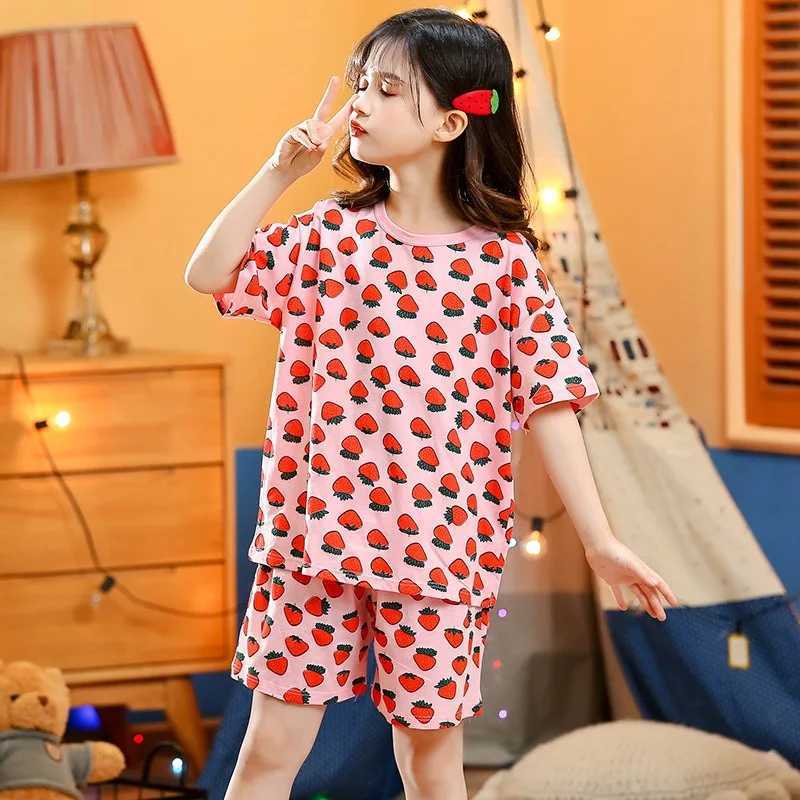 2 4 6 8 10 Year Childrens Pajama Set Childrens Summer Pajamas Cotton Boys Pajamas Baby Pajamas Short Sleeve Girls PajamasW240716