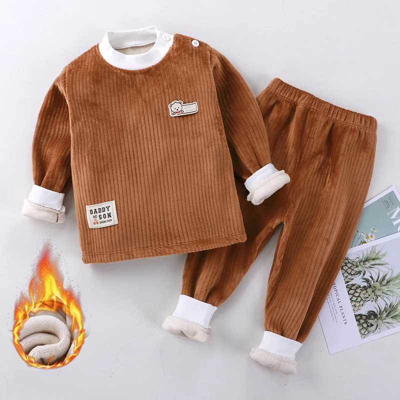 Childrens clothing autumn and winter two-piece warm clothing set padded Corduroy baby casual and comfortable home clothesW240716