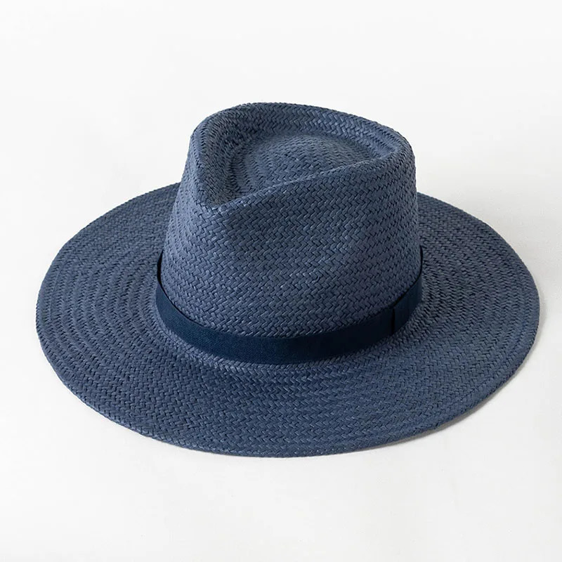 Plain Band Panama Straw Hats for Women Summer Beach Hats Wide Brim Sun Hat Funeral Church Derby Fedora Cap UPF50 240711