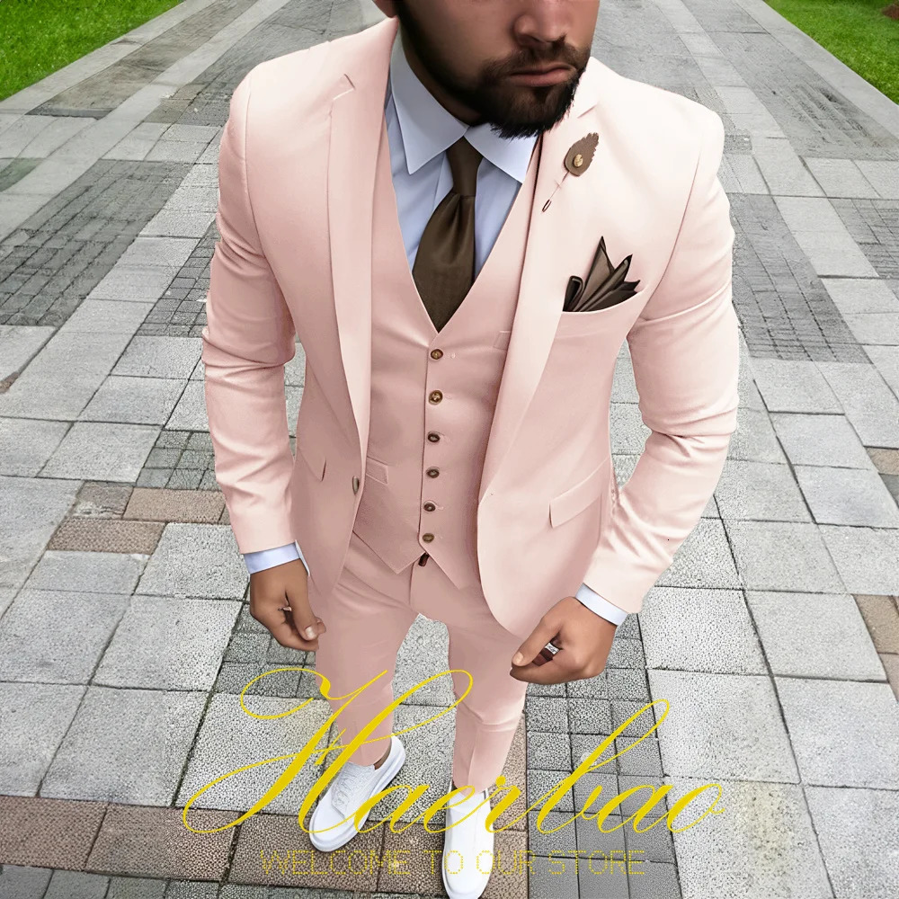 Suit for Mens Business Formal ThreePiece Jacket Vest Pants Wedding Groom Tuxedo Slim Fit Blazer 240713