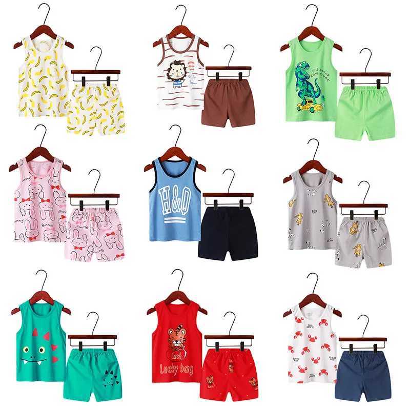 2 4 5 6 8 Year Old Childrens Boys and Girls Pajamas Cotton Pajamas Vests Shorts Clothing Set Baby Girls Totoro Pajamas Childrens Cat PajamasW240716