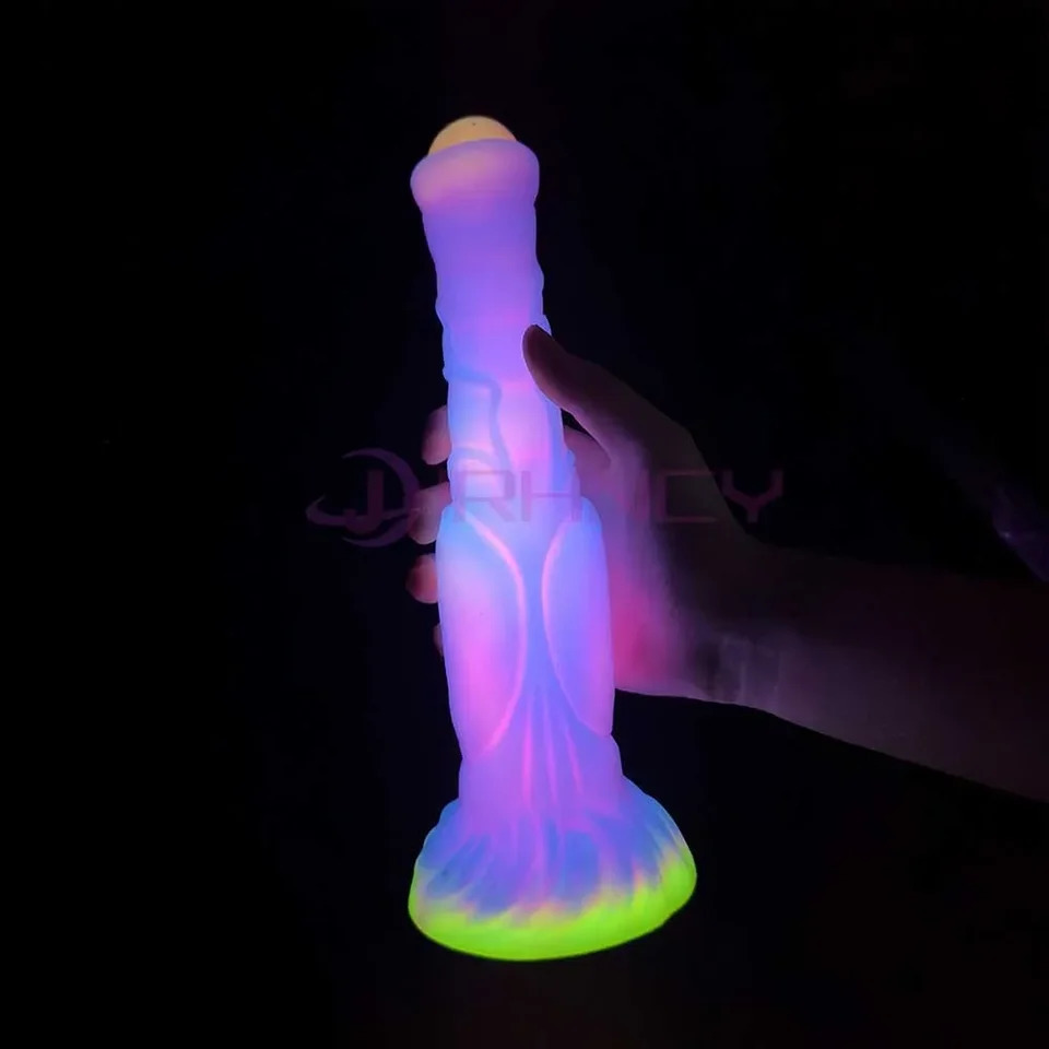 Luminous Anal Plug Animals Dildos For Women Men Butt With Suction Cup Silicone Beautiful Sex Toys 240711