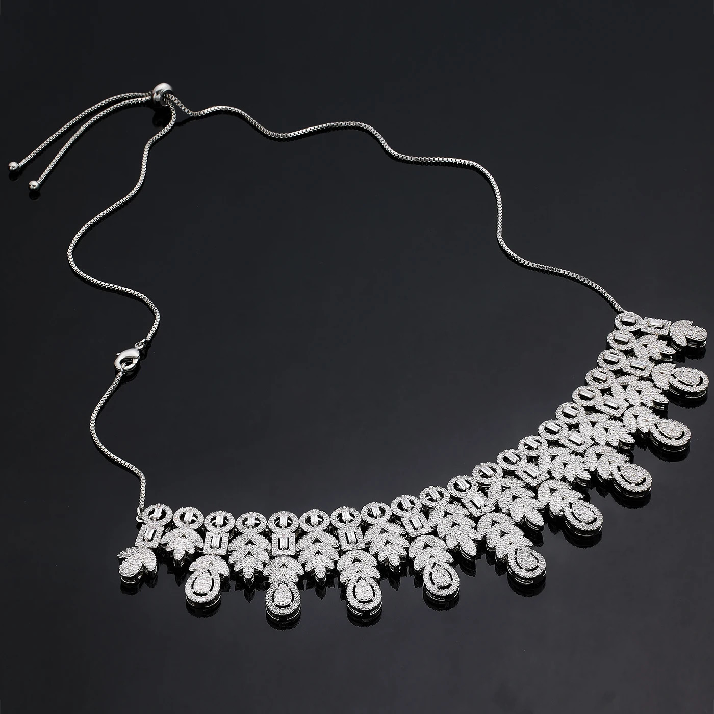 2024 selling Bride Wedding Jewelry Set for Women 4-piece Wedding Party Zirconia Necklace with Adjustable Chain 240710