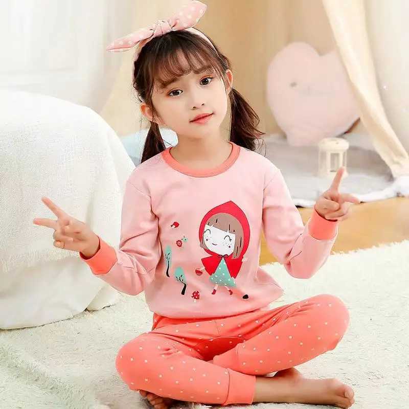 Spring and autumn baby girl clothing pajama set childrens pajamas childrens pajamas cotton pajamas childrens home clothing 4 6 8 10 12YW240716