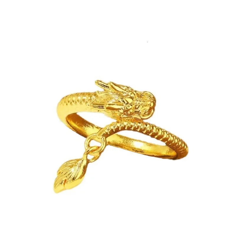 Real 18K Gold Dragon Swinging Tail Ring Au750 Non detachable Solid Pure Gold Ring Couple Ring Boutique Jewelry Gift 240805