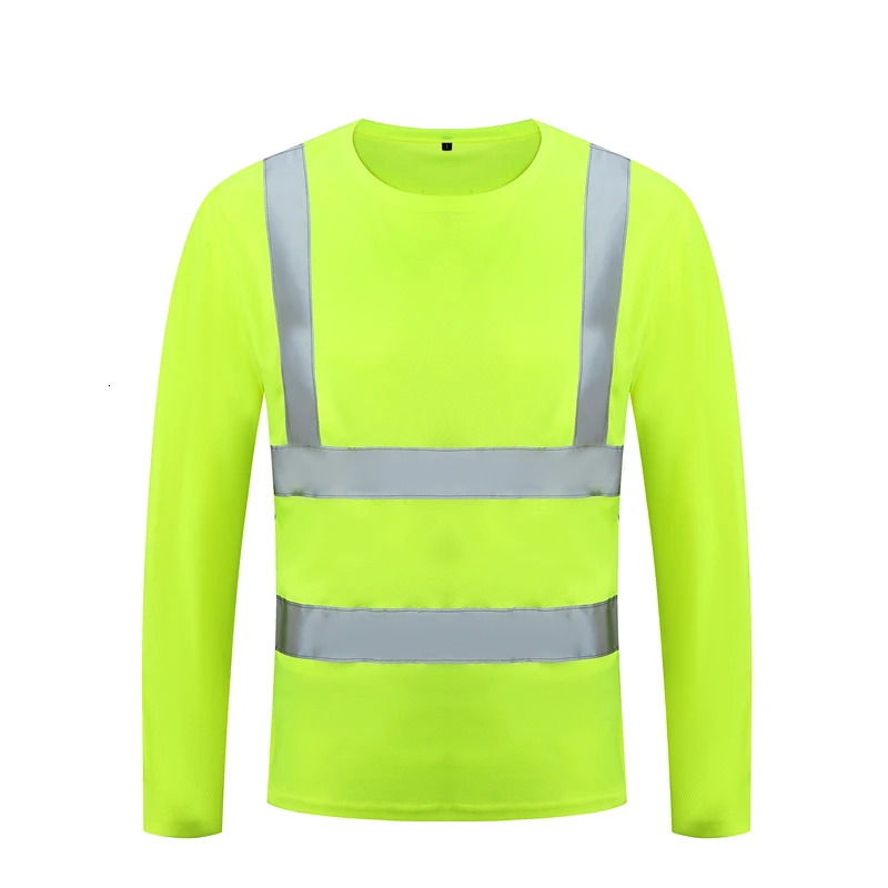 Fluorescent Yellow High Visibility Shirts Reflective Safety tShirt Long Sleeve Hi Vis Shirt Quick Dry Construction Work Wear 240717
