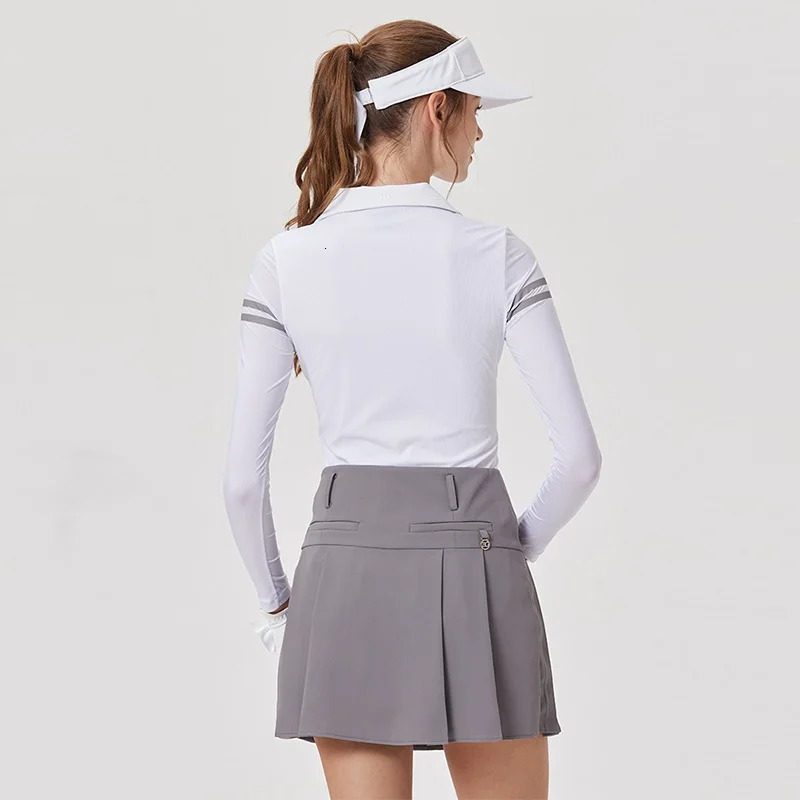 BG Golf Apparel Womans Top Spring Summer Sunscreen Long Sleeve T-shirt Ladies High-waist Pleated Golf Skirt College Style 240715