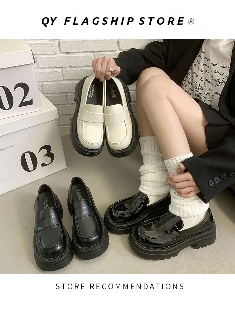 Round Toe Womens Derby Shoes Casual Female Sneakers Loafers With Fur Clogs Platform British Style Autumn Shallow Mouth Leather S 240708